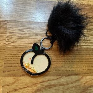 Black and Cream Peach 🍑 Keychain with Pom Pom